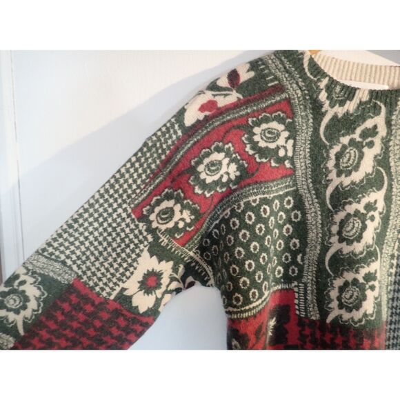 Feminin Ladies High Fashion Christmas Patchwork Sweater Large Lambswool Angora - Picture 4 of 10